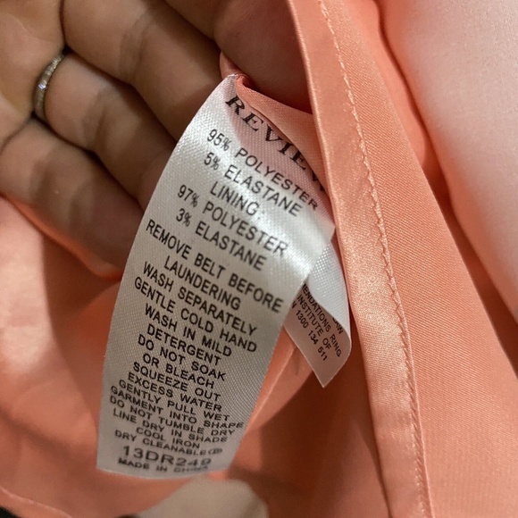 Review 8 Dress Peach Fit and Flare Floral Belt Above Knee Wedding Cocktail Party - Picture 8 of 8